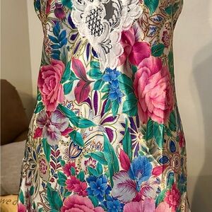 Victoria's Secret Gold Label Multicolor Floral Satin Dress